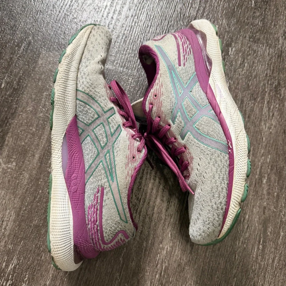 ASICS Gel-Nimbus 24 Women Size 9 Grey Orchid Running Shoes Purple Sneaker
